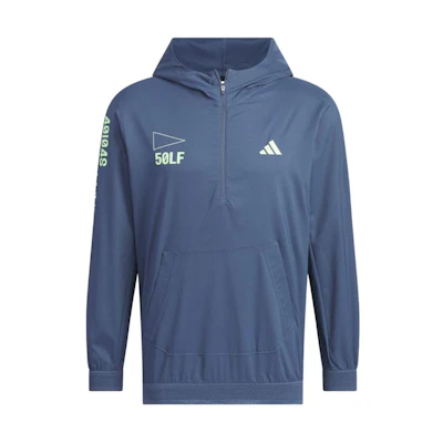 adidas Blue Quick-Dry Stretch Logo Print Pullover Hoodie Jacket IN9006