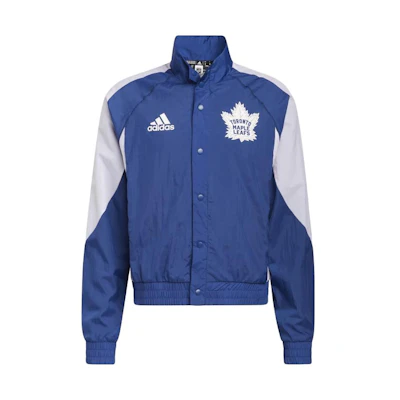 adidas Blue Single-Breasted Jacket with Colorblock Logo Print HP1696