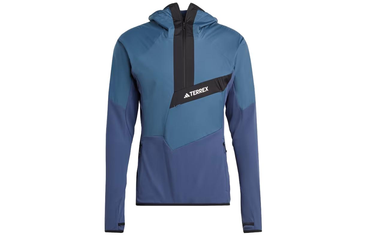 adidas Blue Solid Half-Zip Pullover Hoodie Jacket HJ7362