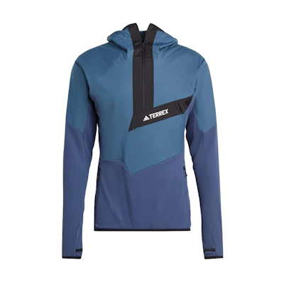 adidas Blue Solid Half-Zip Pullover Hoodie Jacket HJ7362