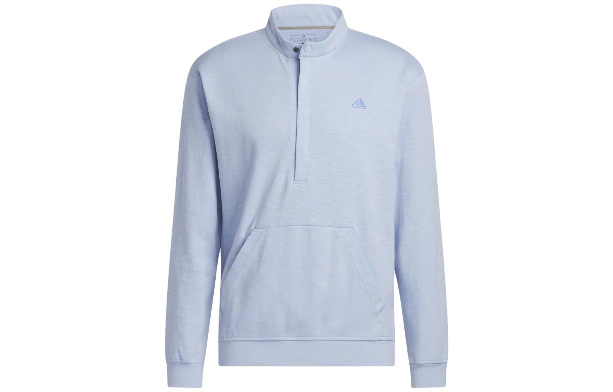 adidas Blue Solid Logo Print High-Neck Long-Sleeve Sweatshirt HR7953