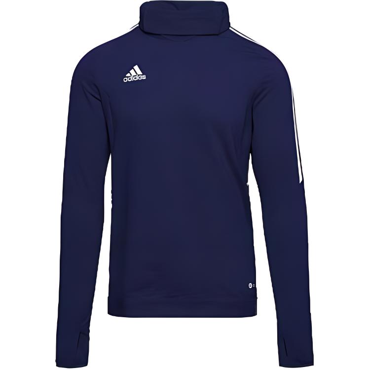 adidas Blue Striped High-Neck Logo Print Long Sleeve Sweatshirt HD2295