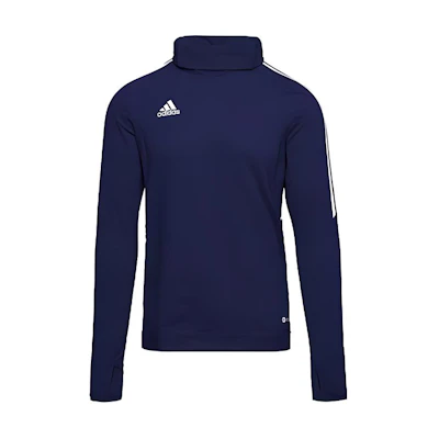 adidas Blue Striped High-Neck Logo Print Long Sleeve Sweatshirt HD2295