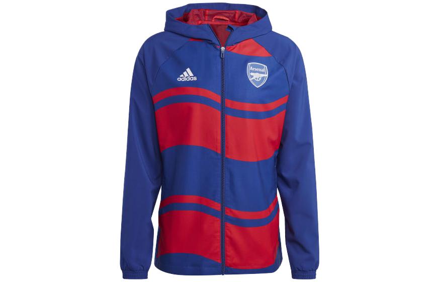 adidas Blue Striped Hooded Long-Sleeve Jacket HT7156