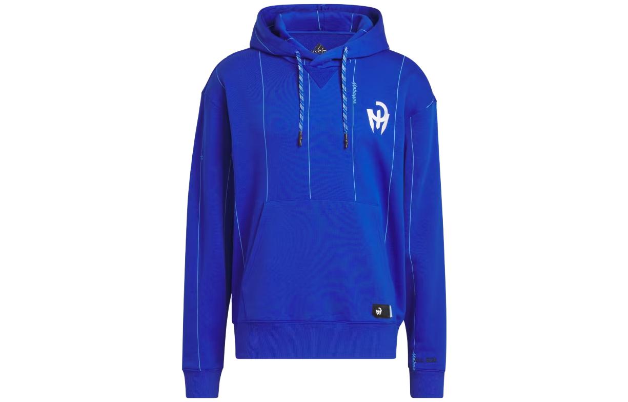 adidas Blue Striped Hooded Pullover Long-Sleeve Sweatshirt IJ5512
