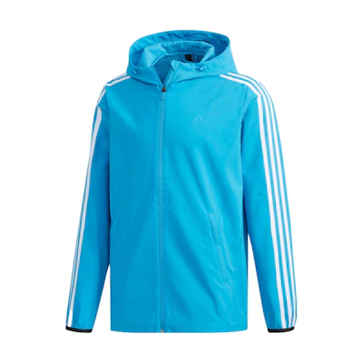 adidas Blue Striped Hooded Sports Jacket Casual Outerwear DW4621