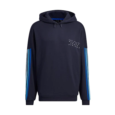 adidas Blue Striped Letter Print Pullover Hoodie HM2676