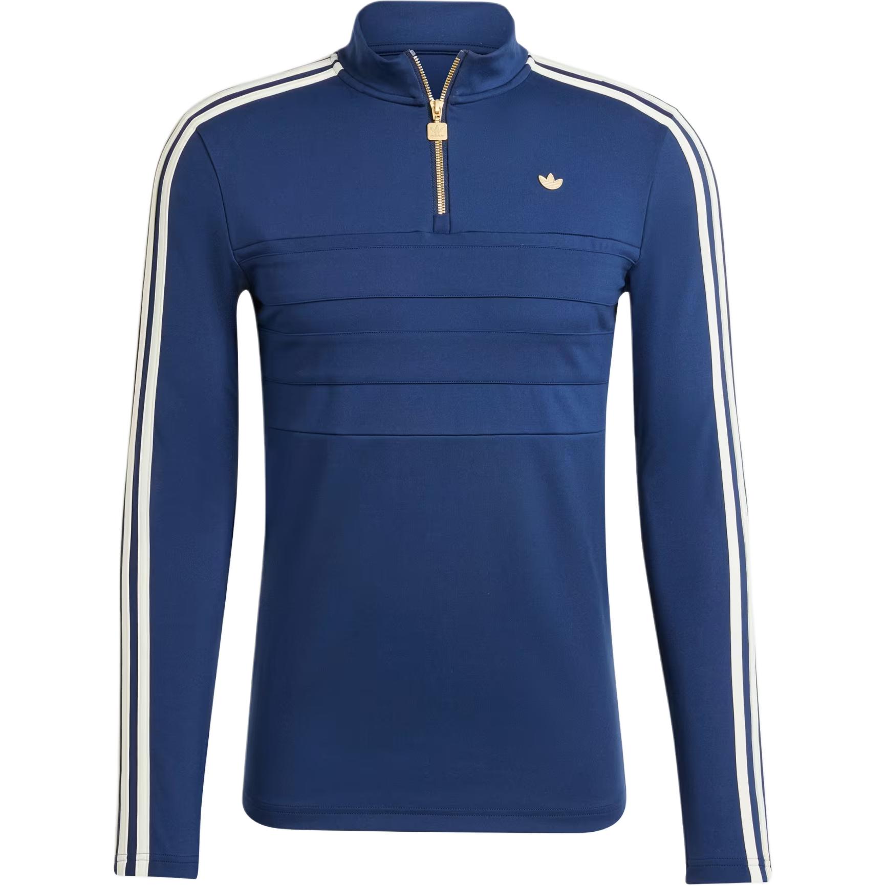 adidas Blue Striped Logo High-Neck Pullover Sweatshirt IY7837