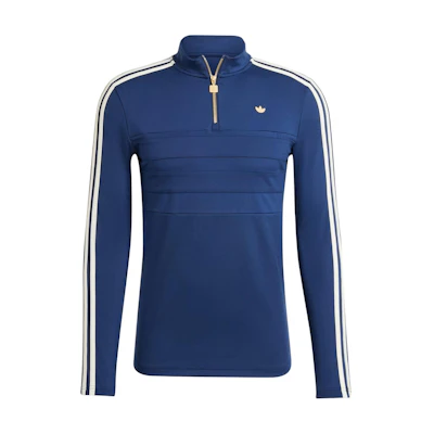 adidas Blue Striped Logo High-Neck Pullover Sweatshirt IY7837