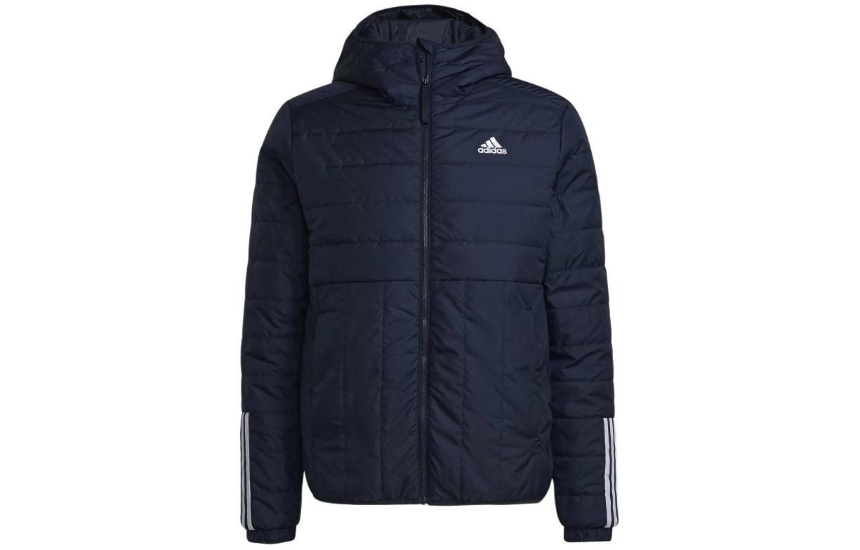 adidas Blue Striped Logo Print Full-Zip Hoodie Jacket GT1682
