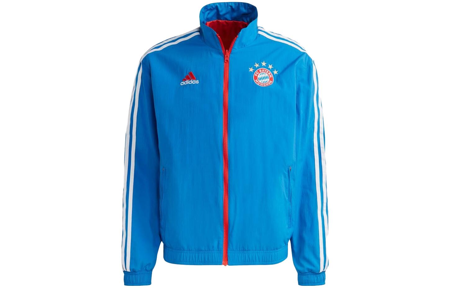 adidas Blue Striped Loose-Fit Reversible Track Jacket MLM07