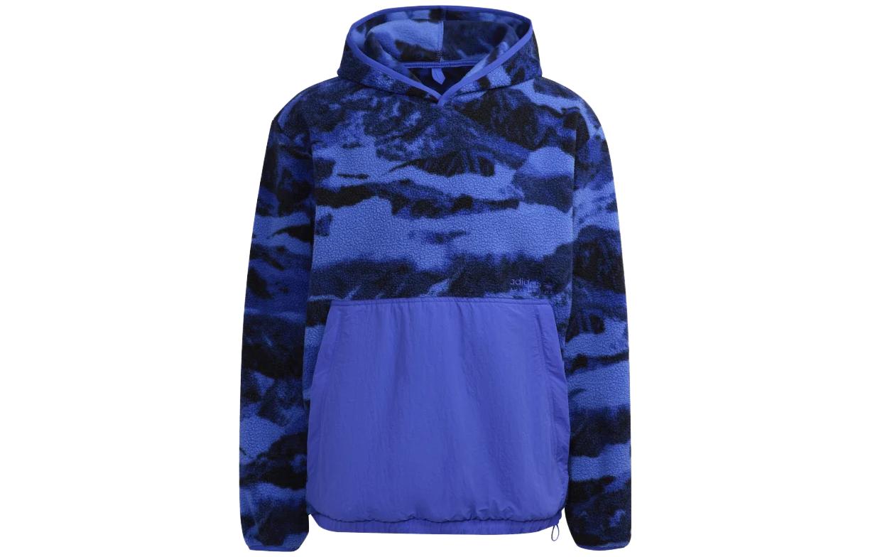 adidas Blue Tie-Dye Hoodie with Pocket and Pullover Design H09086