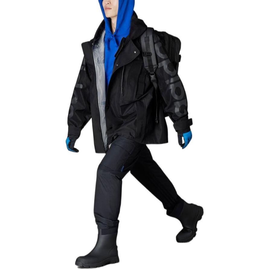 Details for adidas Blue Version  Black Hoodie Jacket with Logo Print and Button Closure. HM2345