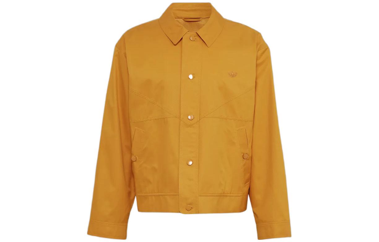adidas Blue Version Solid Polo Collar Long Sleeve Jacket Yellow () HM6456