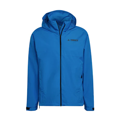 adidas Blue Waterproof Outdoor Logo Print Hoodie Jacket HA2305