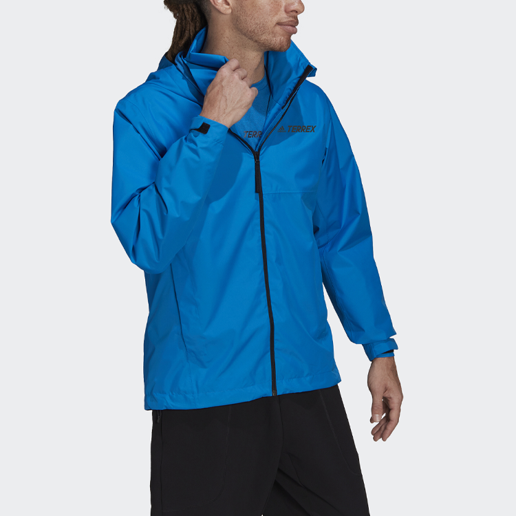 adidas Blue Waterproof Outdoor Logo Print Hoodie Jacket HA2305 圖 3