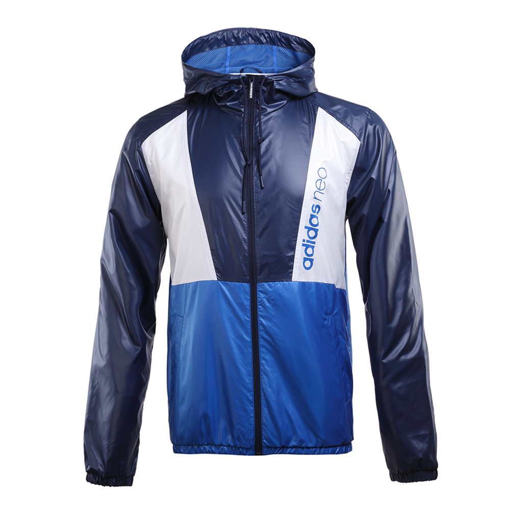 adidas Blue Windbreaker Jacket with Letter Print Hoodie - Lifestyle Series BQ0867