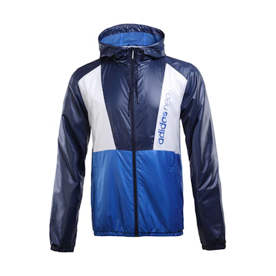 adidas Blue Windbreaker Jacket with Letter Print Hoodie - Lifestyle Series BQ0867