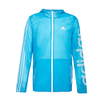 adidas Blue Zip Hoodie Jacket with Side Logo Print AP6529