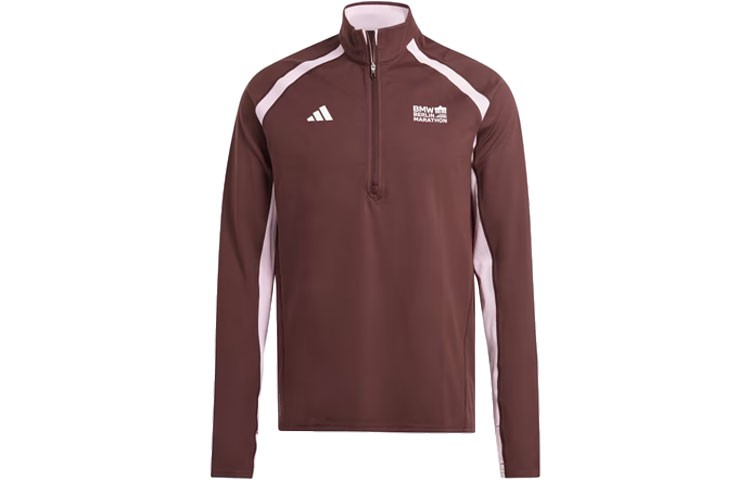 adidas BMW Berlin Marathon 2023 Half-Zip Sweatshirt Shadow Brown Long Sleeve IP3609