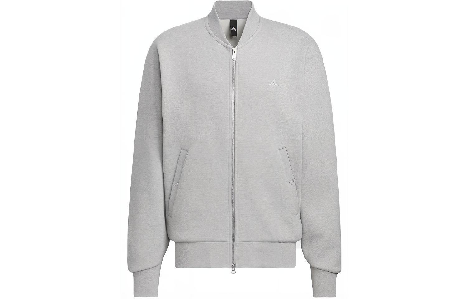 adidas BOMBER All Szn Full-Zip Jacket Grey Casual Athletic Outerwear IX6819