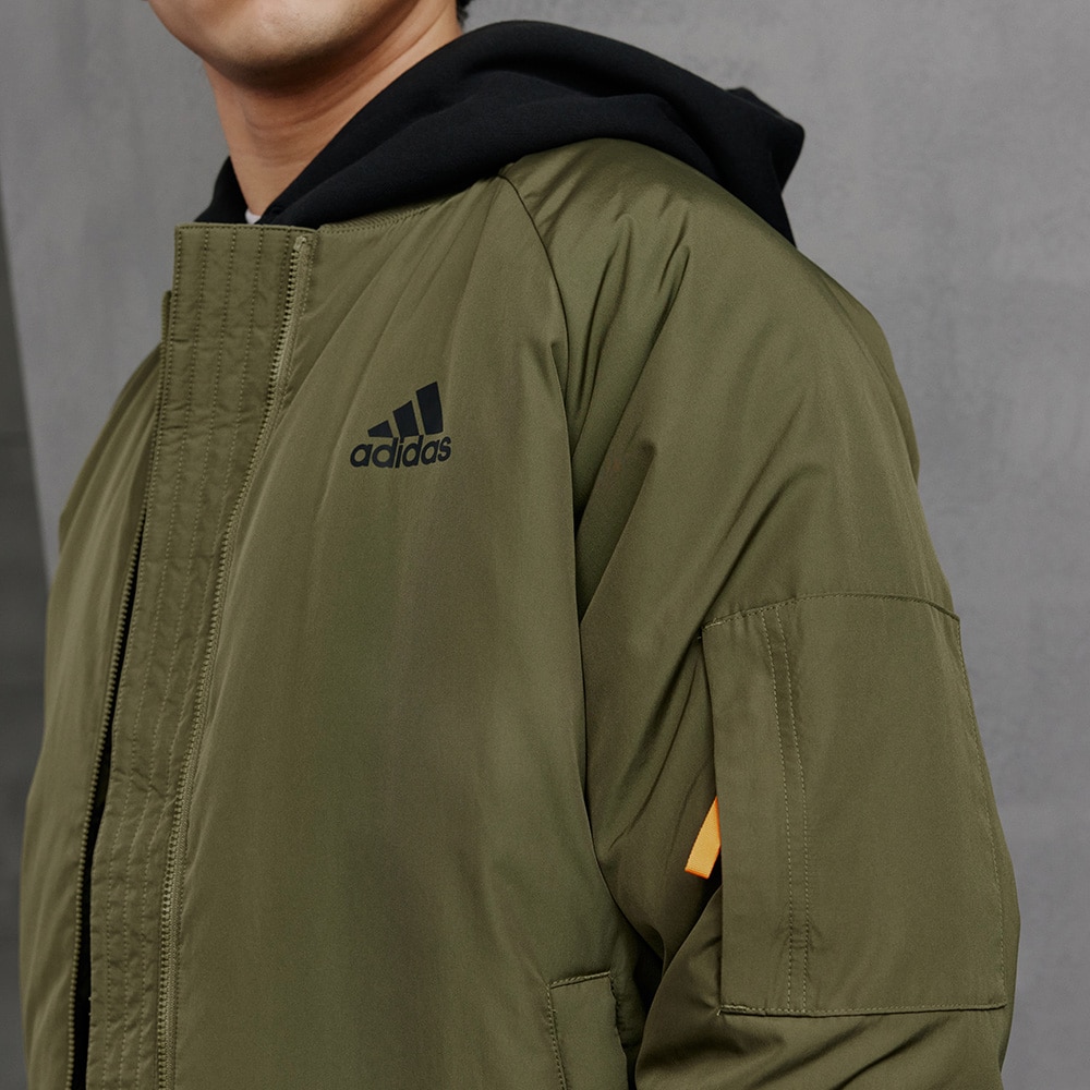 Details for adidas Bomber Jacket Khaki Green Jaket Kasual Stylish Ringan Terbaru. JN4854