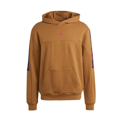 adidas Brandlove Hoodie Brown Sweatshirt with Letter Logo Print IC6790