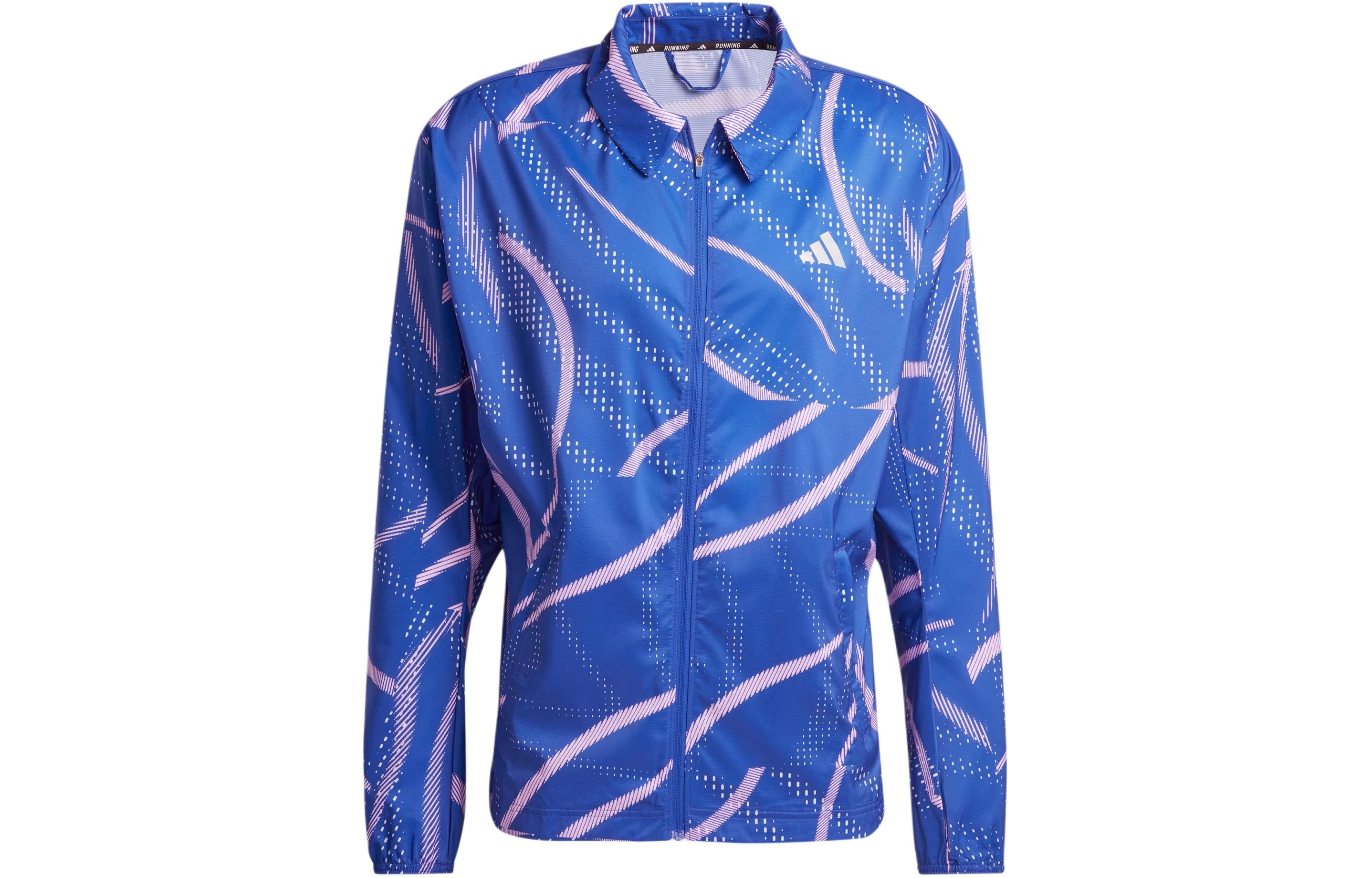 adidas Break The Norm Graphic Print Running Jacket Blue Long-Sleeve IQ3805
