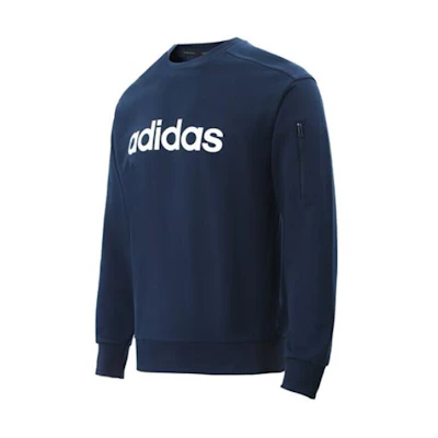 adidas Breathable Casual Pullover Sweatshirt - Dark Blue JJ0422