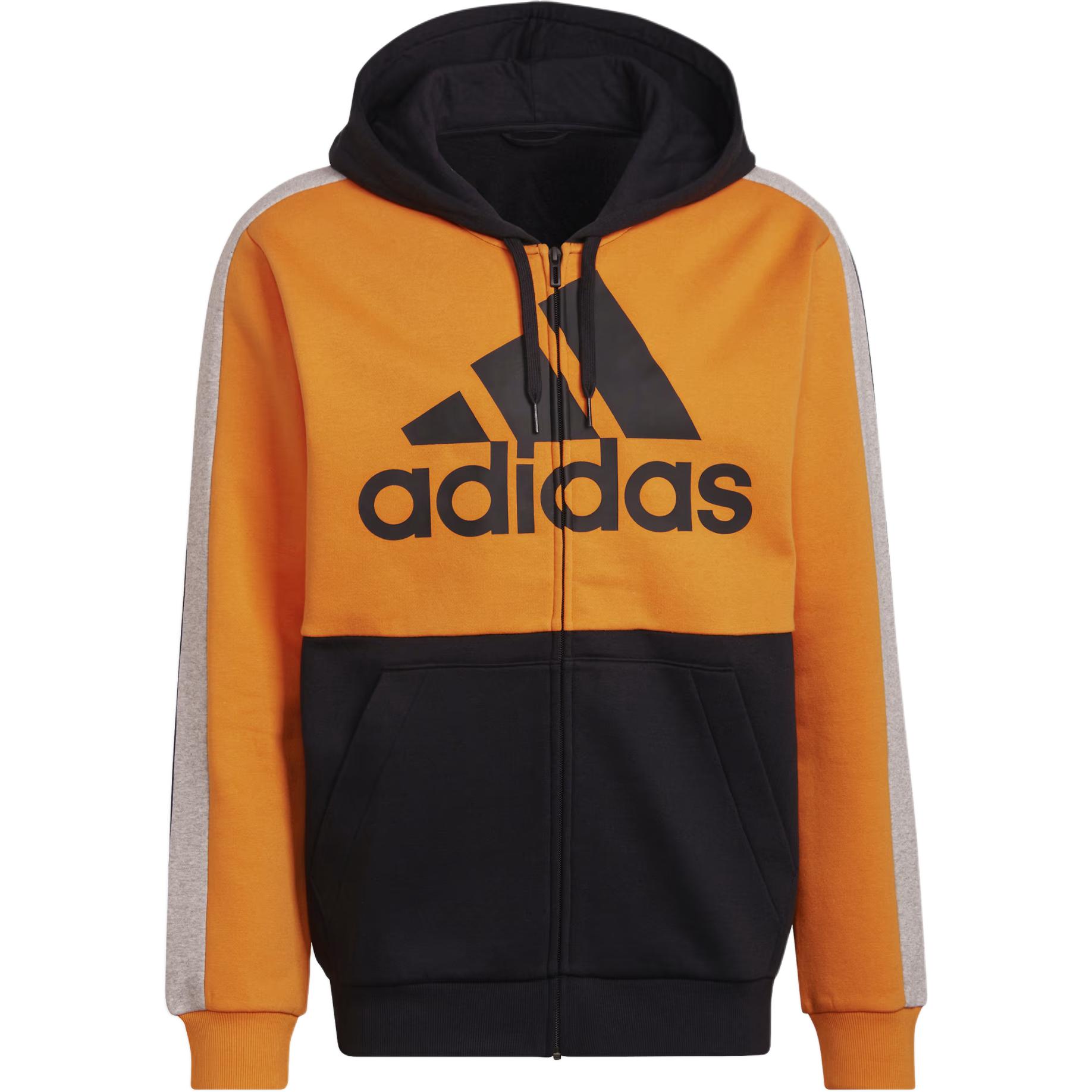 adidas Bright Orange Colorblock Logo Print Zip-Up Hoodie Jacket HE4372