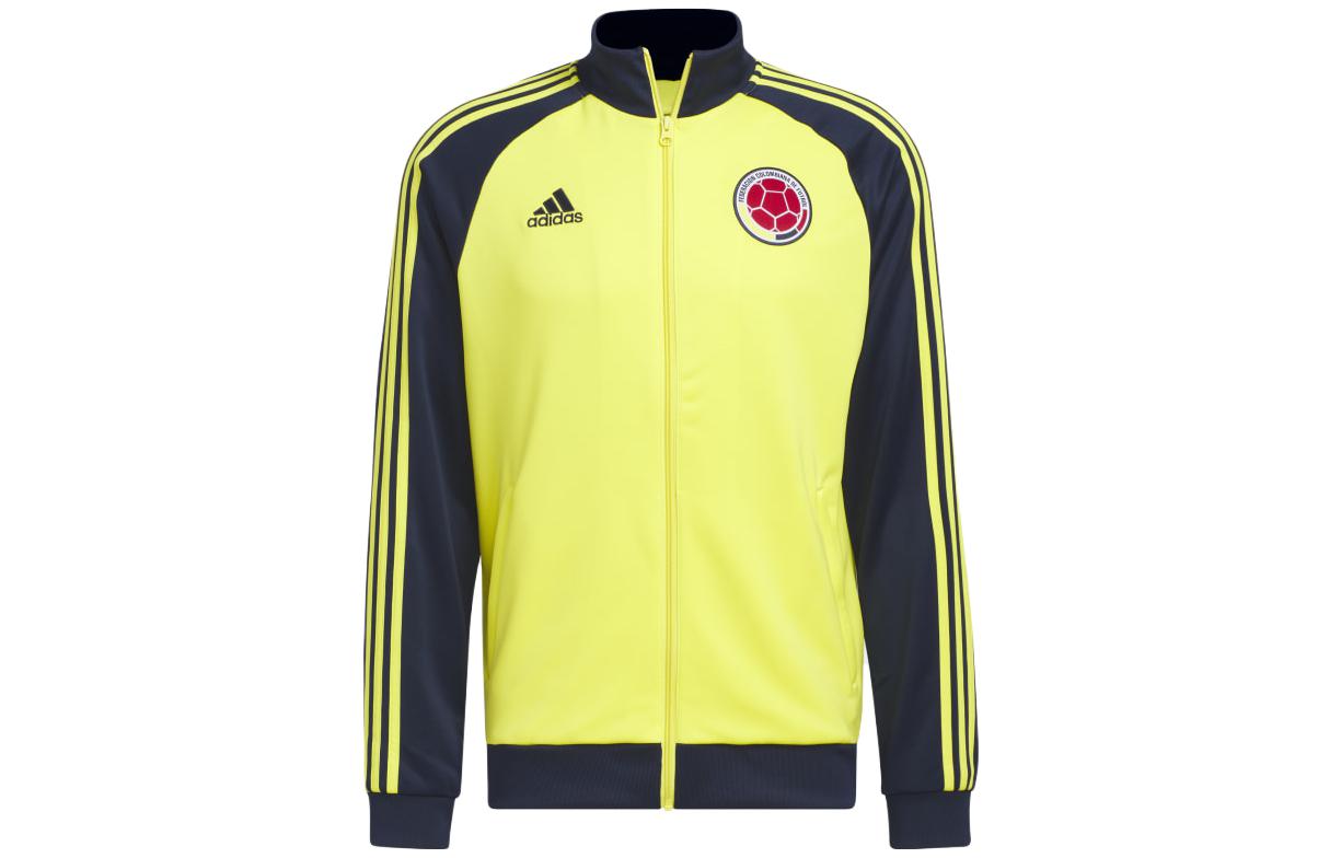 adidas Bright Yellow Zip Jacket with Striped Logo Embroidery HD8918
