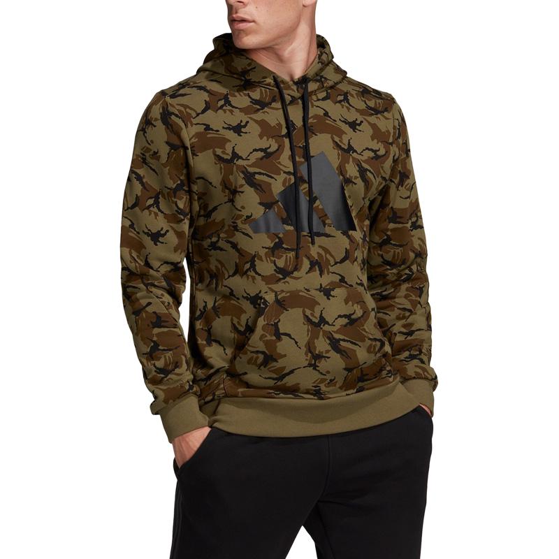 adidas Brown Comfort Camo Print Hoodie Pullover Long Sleeve H44163