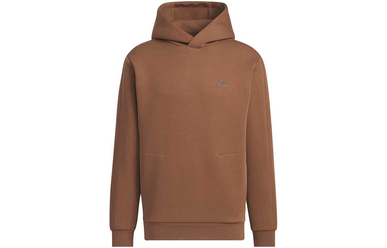 adidas Brown Hoodie with Minimalist Logo Design JE8628