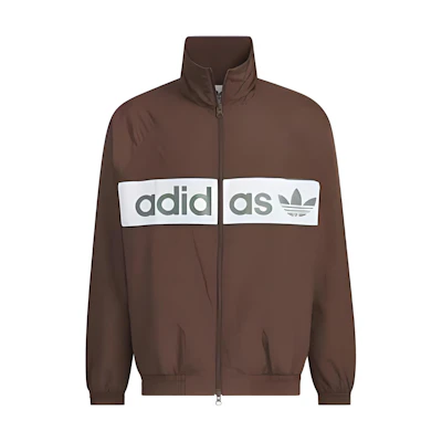 adidas Brown Logo Print Stand Collar Zip-Up Jacket JF0635