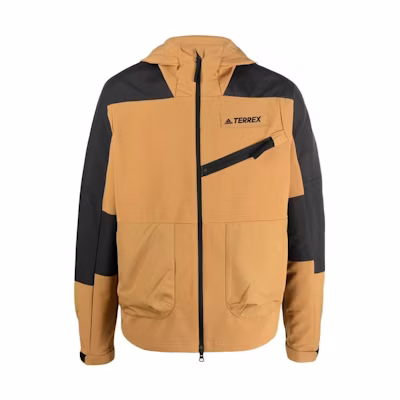 adidas Brown Logo Print Zip-Up Hoodie Jacket HE5201