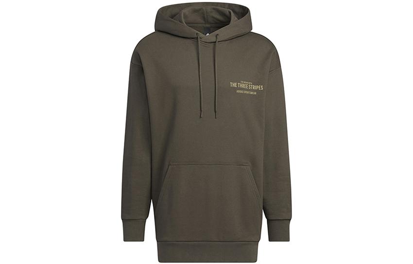 adidas Brown Oversized Pocket Letter Hoodie Long Sleeve Casual Sweatshirt IB2736