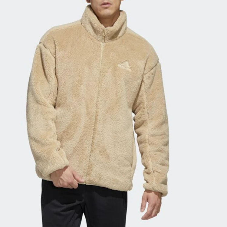 adidas Brown Solid Color Casual Sport Warm Stand Collar Jacket GL7418 圖 4