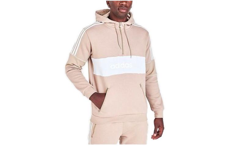 adidas Brown Striped Solid Color Hoodie Long Sleeve HR4693-267
