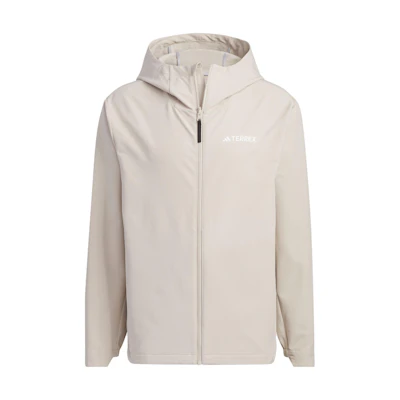 adidas Brushed Shell Hooded Softshell Jacket Outdoor Fleece Beige IL9010