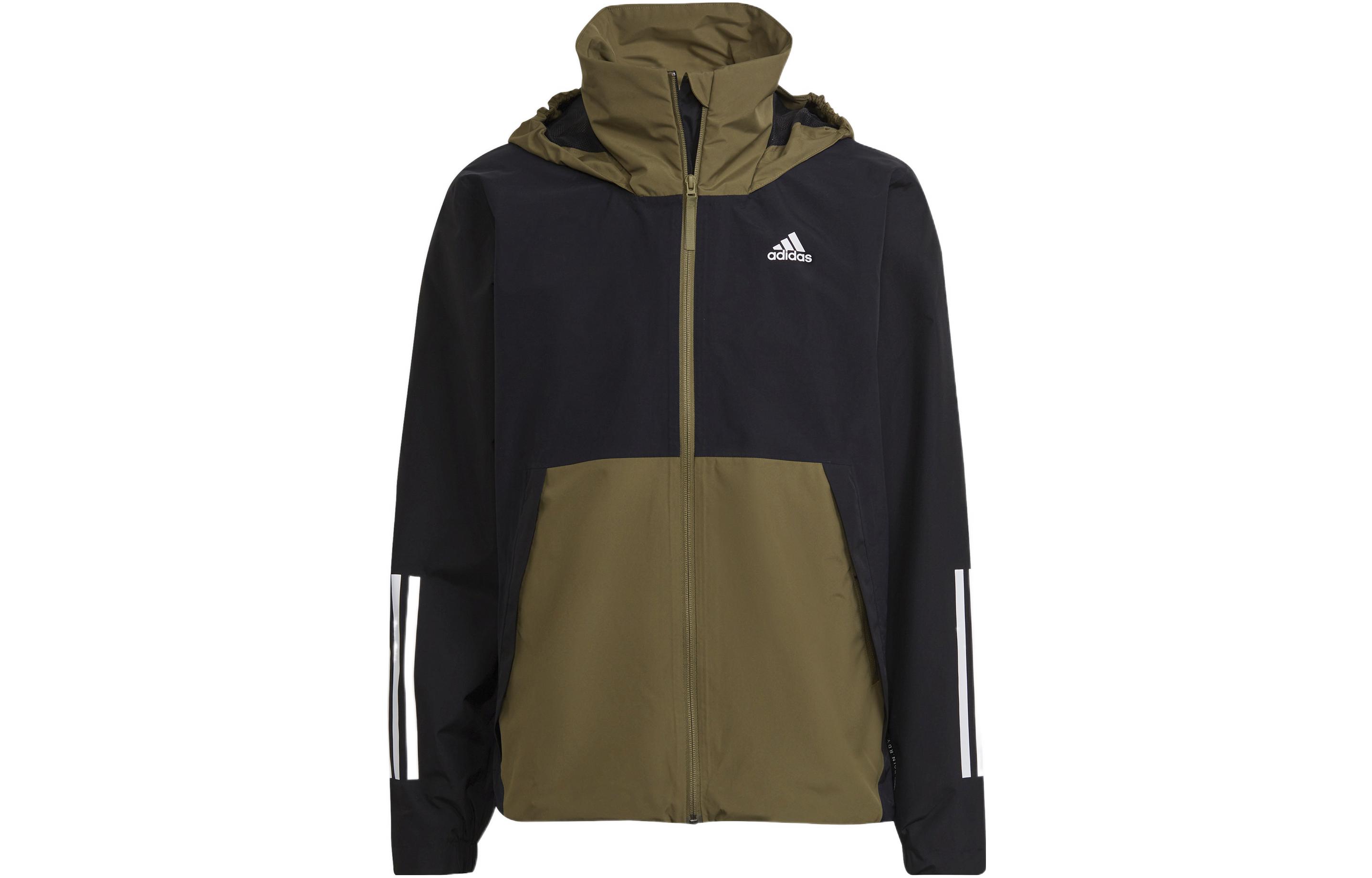 adidas BSC 3-Stripes Colorblock Hooded Jacket Olive Green H65774