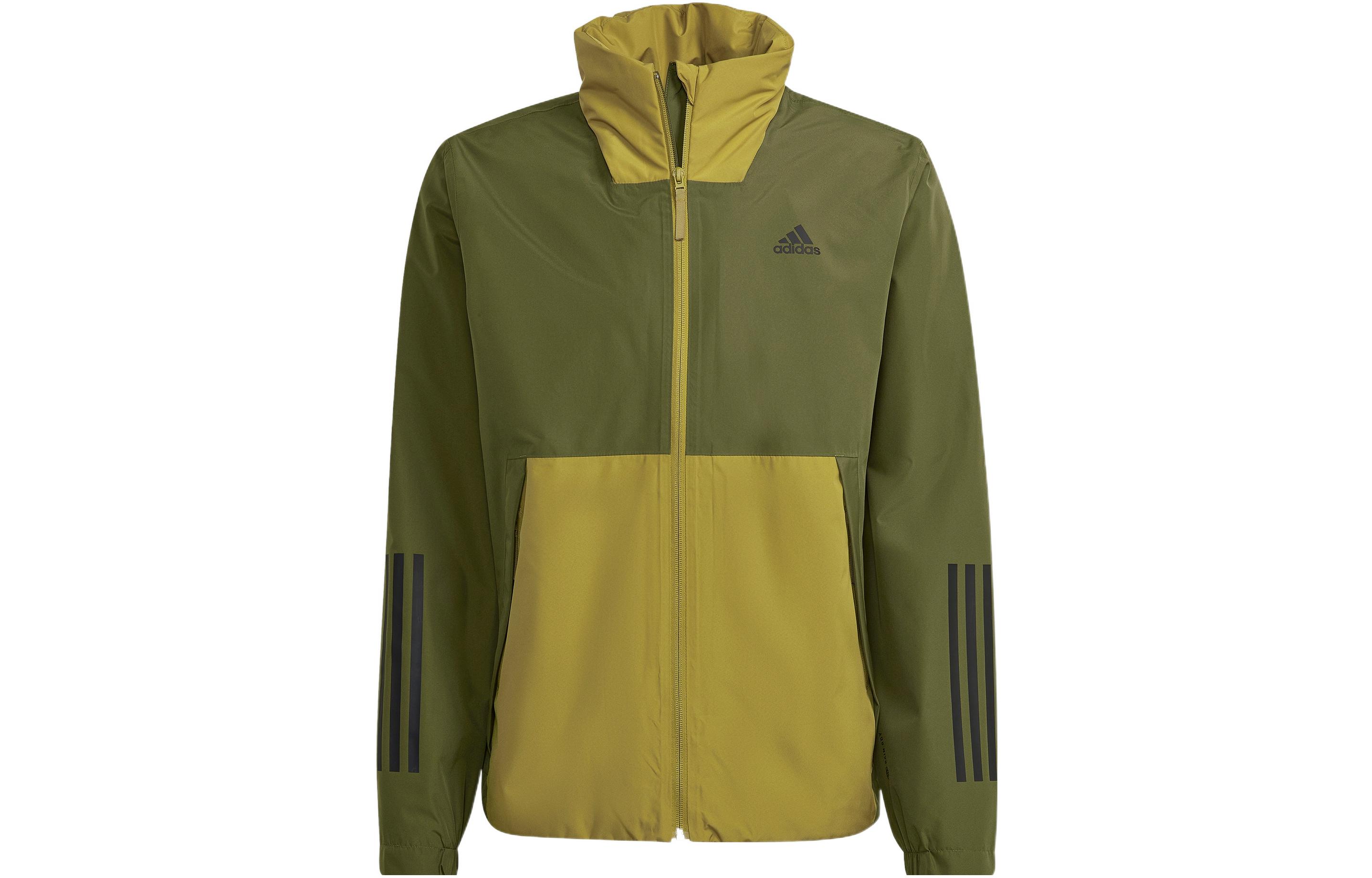 adidas BSC 3-Stripes RR Jacket Green Long-Sleeve Logo Patchwork Coat HG8769