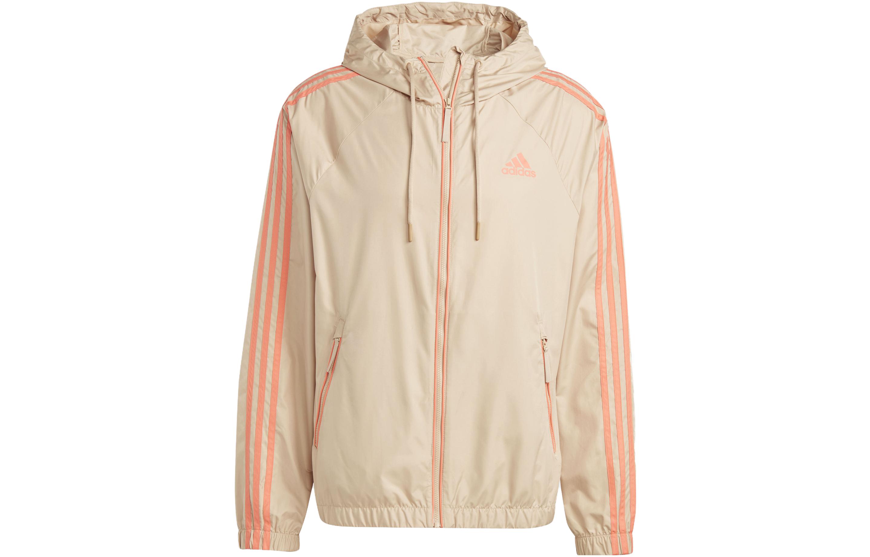adidas BSC Classic 3-Stripes Drawstring Hoodie Jacket Beige () HM2267