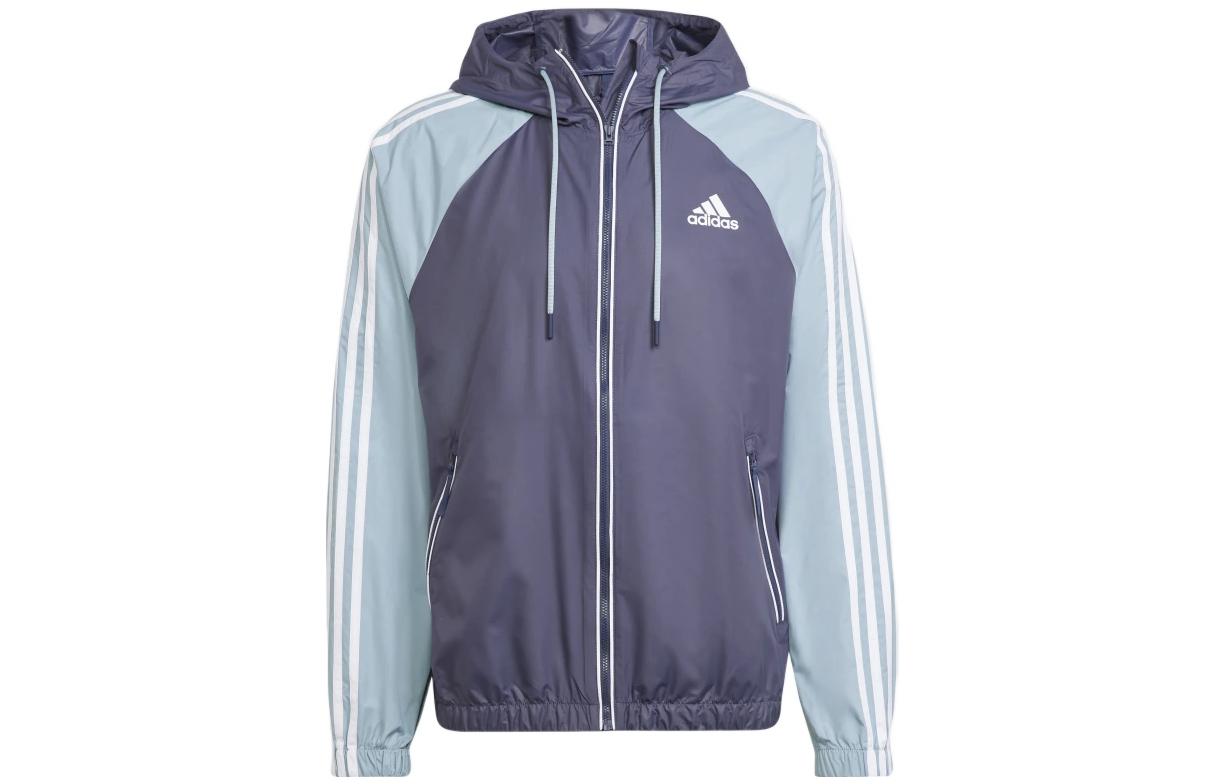 adidas BSC Classic 3-Stripes Drawstring Zip Hoodie Jacket Blue () H65777