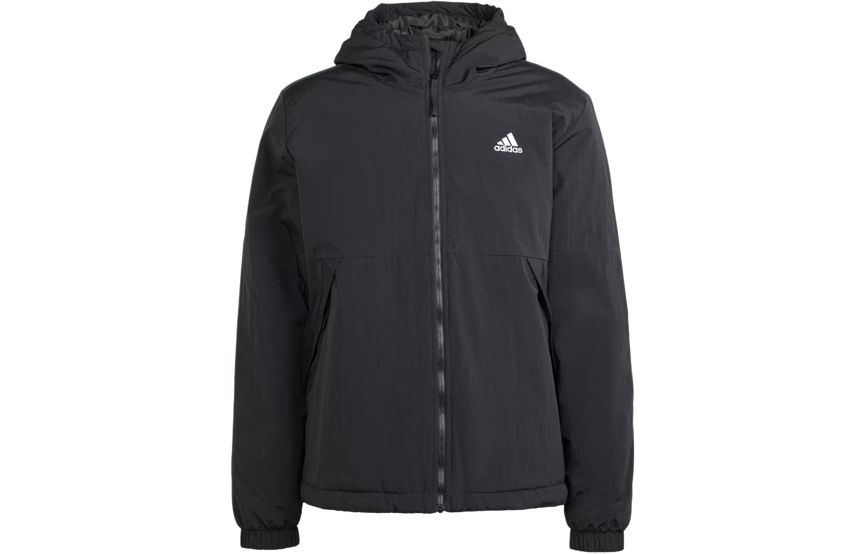 adidas BSC Sturdy Insulated Hooded Jacket Black with 3-Stripes Logo IN1918