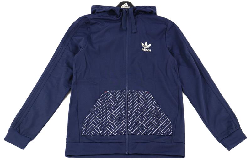 adidas Budo Trefoil Logo Printed Hoodie Jacket Deep Navy AZ6363