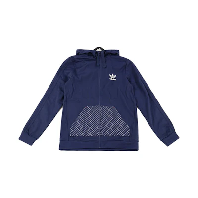 adidas Budo Trefoil Logo Printed Hoodie Jacket Deep Navy AZ6363