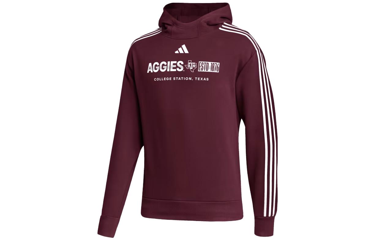 adidas Burgundy Pullover Hoodie with Letter Print Design IK8755