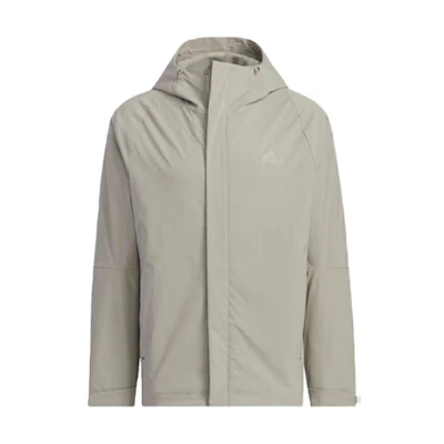 adidas Business Casual Parka Fleece Silver Grey Hooded Jacket IZ1591