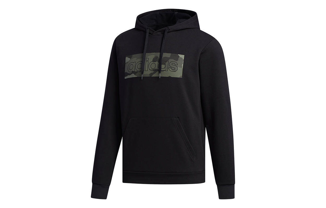 adidas Camo Box Hoodie Black - Casual Pullover Sweatshirt FM6251