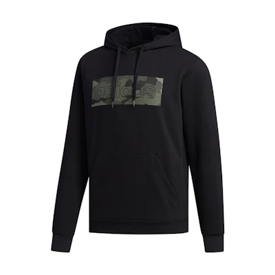 adidas Camo Box Hoodie Black - Casual Pullover Sweatshirt FM6251